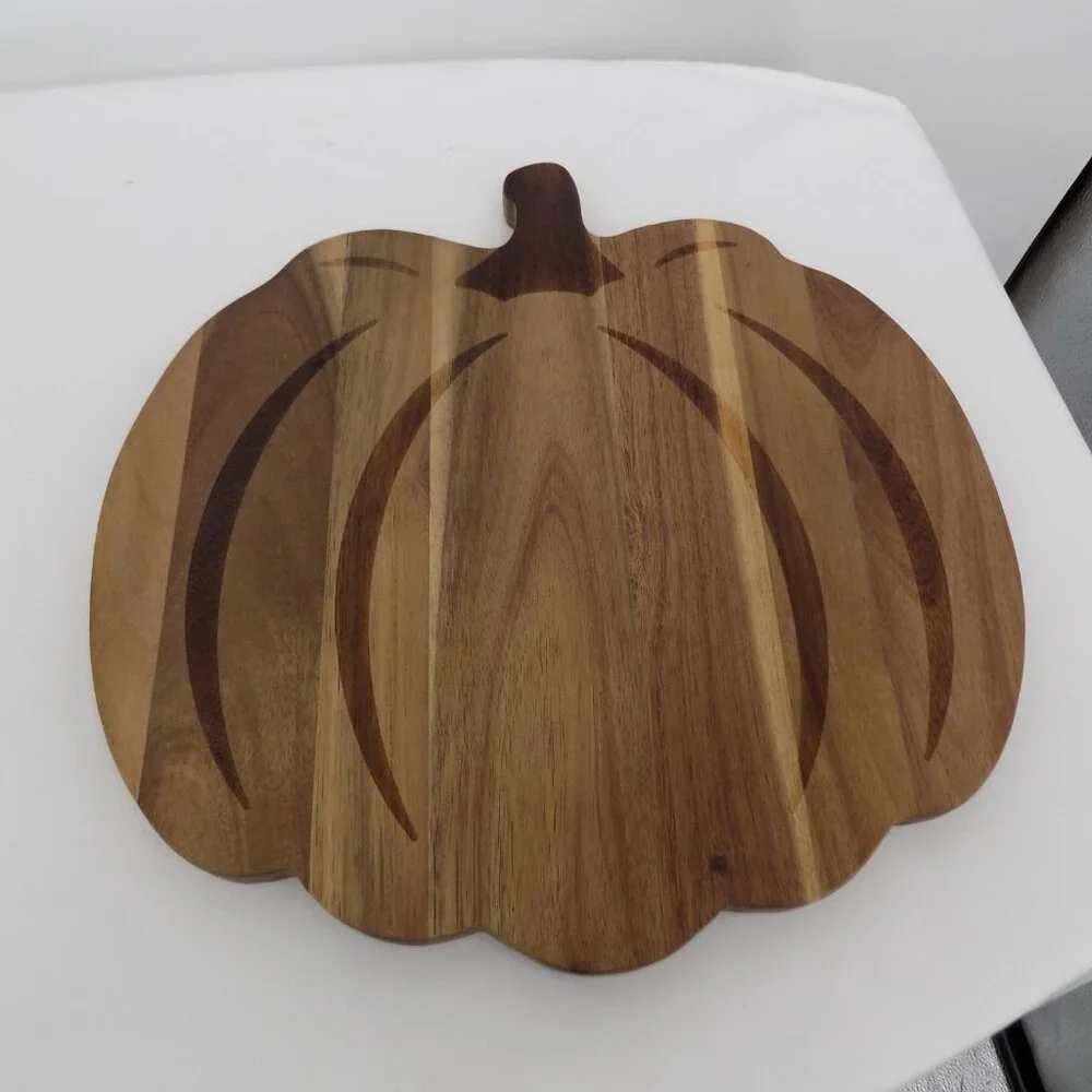 Pumpkin Shaped Wooden Cutting Board Makery Thanksgiving Halloween Food Safe New